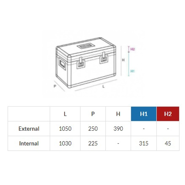 Vendita online Baule trolley flight-cases grinta 1050X250X390 mm.